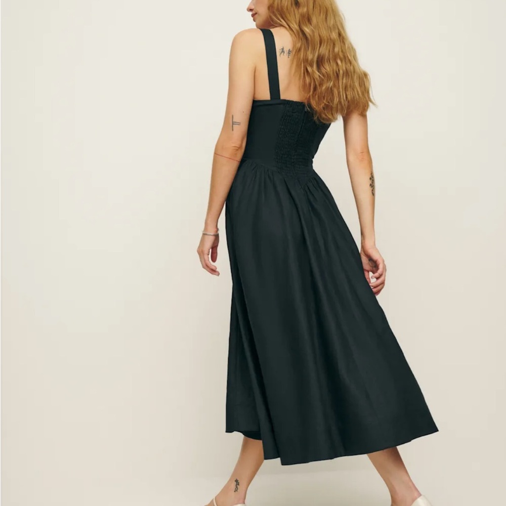 Reformation Balia Linen Dress in Black *NEW* - Picture 4 of 7